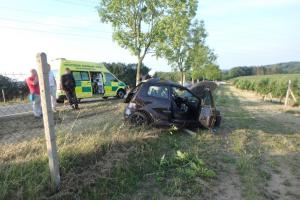 Řidič toho stihl dost. Autem narazil do stromu, projel plotem a skončil v poli
