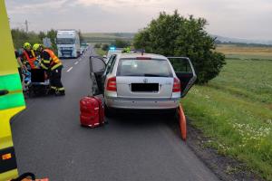 Zásah u nehody dvou osobních aut u Vičic na Chomutovsku